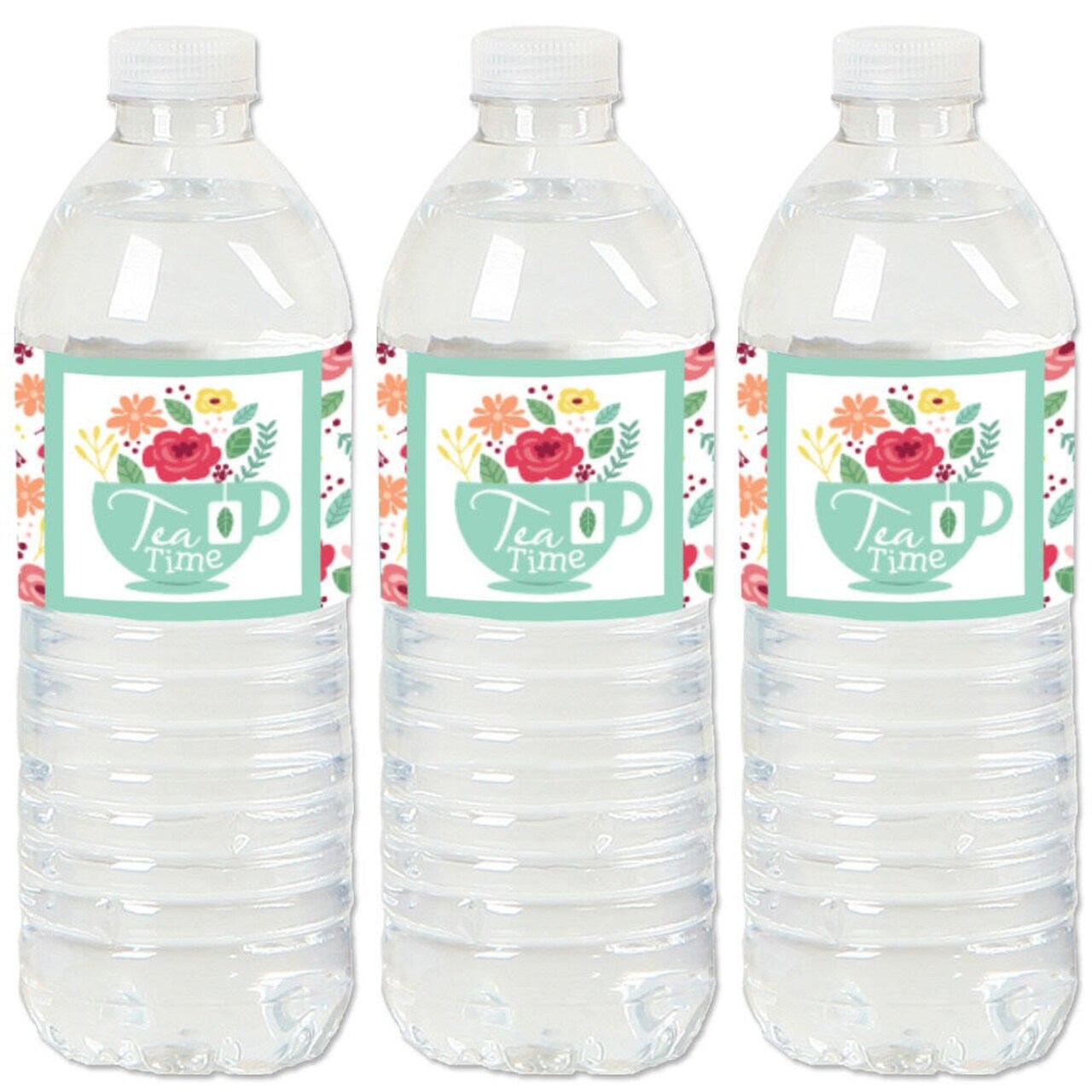 Big Dot of Happiness Floral Let's Par-Tea - Garden Tea Party Water Bottle Sticker Labels - Set of 20